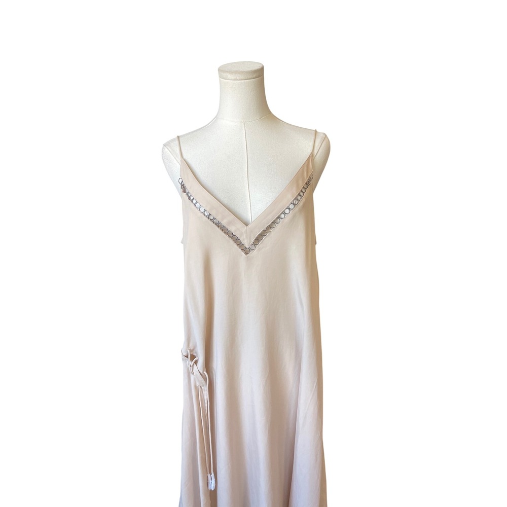 Free People Boho Slip Dress Size M Lagenlook Festival Coastal Chic Clean Girl - Picture 3 of 13